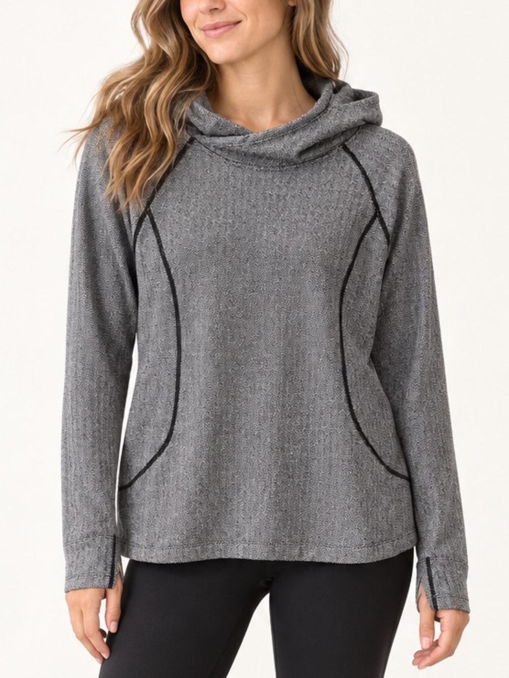 Patagonia Women’s Active Herringbone Hoody Gray Pullover Thumbholes